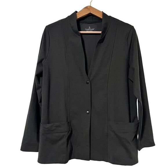 Cuddl Duds Jersey Lightweight Stretchy Cardigan Size M Black Comfort Top - Picture 1 of 8